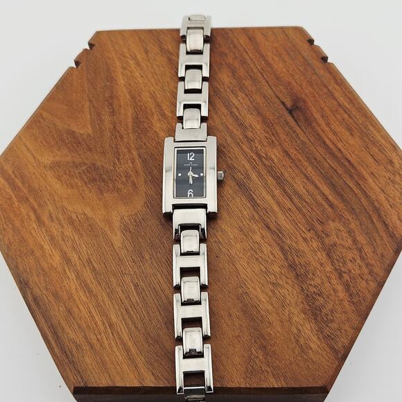 Anne Klein Women's Silver Tone Bracelet Watch Black Dial Everyday Minimalist - Picture 4 of 7